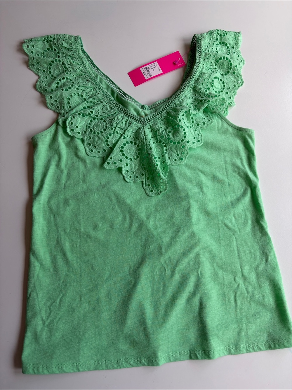 Lilly Pulitzer Mint Green Eyelet Lace V-Neck Tank